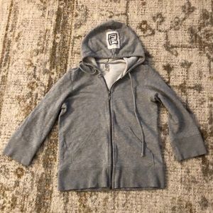 Free People 3/4 sleeve hoodie, grey unique